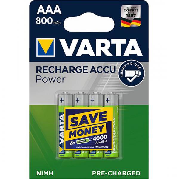 Varta - AAA Micro 800mAh Power 56703 NiMH 1.2V Akku - 4er Packung x 10